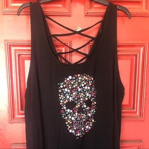 Skull tank top with lattice back